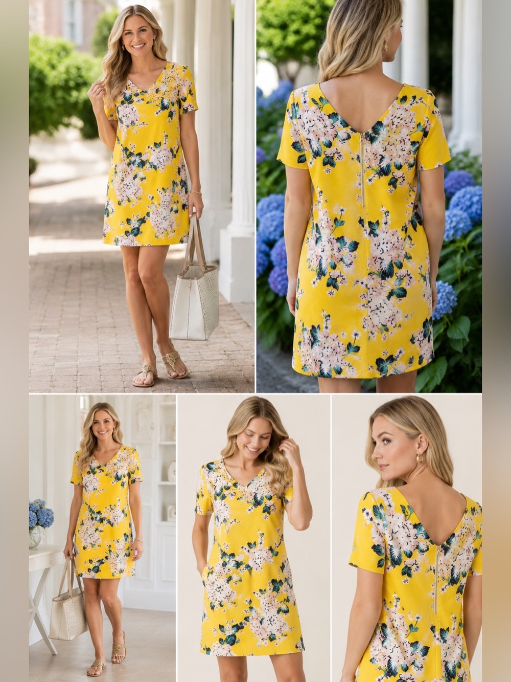 Draper James Yellow Hydrangea Floral Knit Dress Small Reese Witherspoon